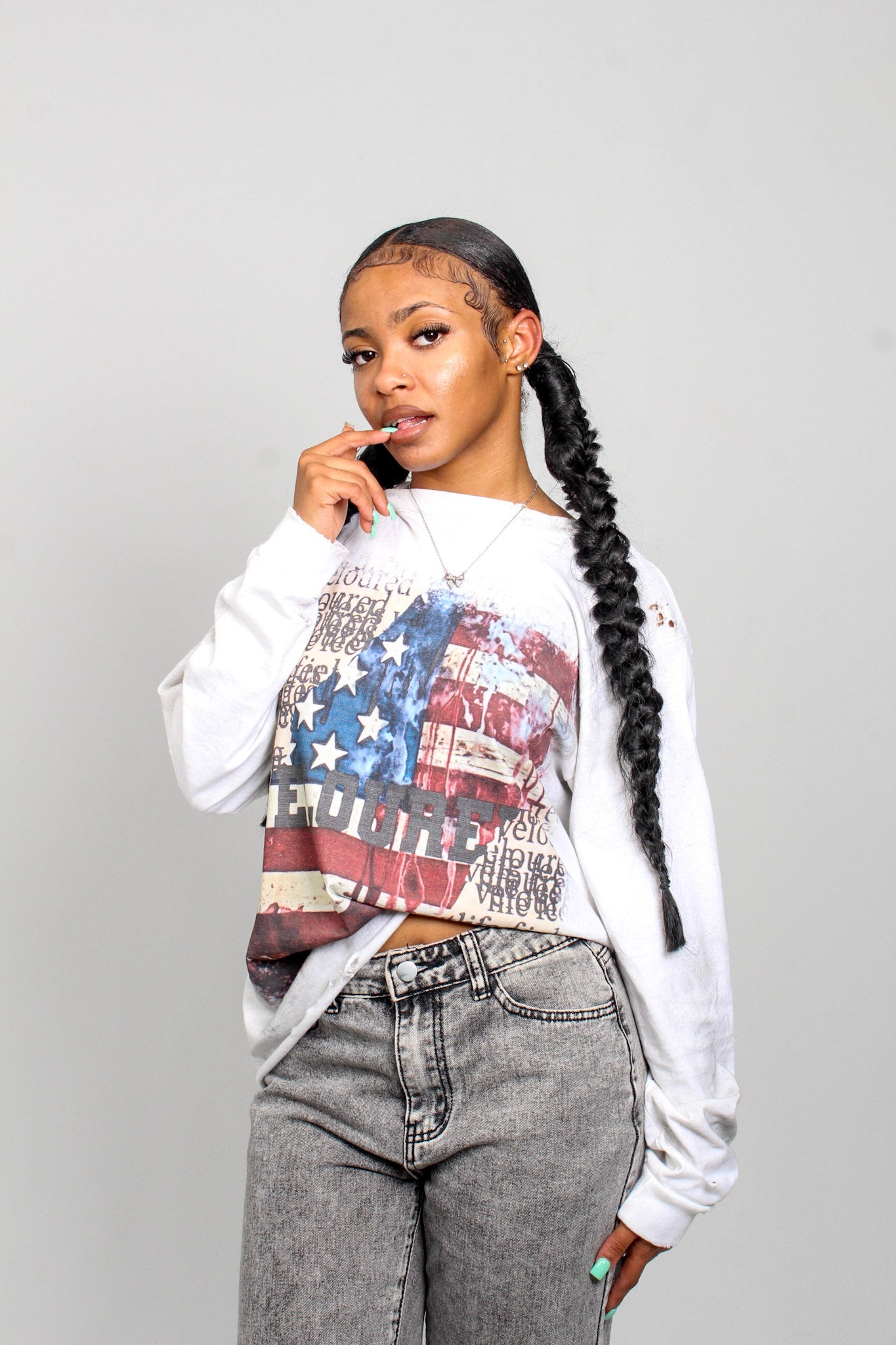 White Veloured “Liberty” Longsleeve