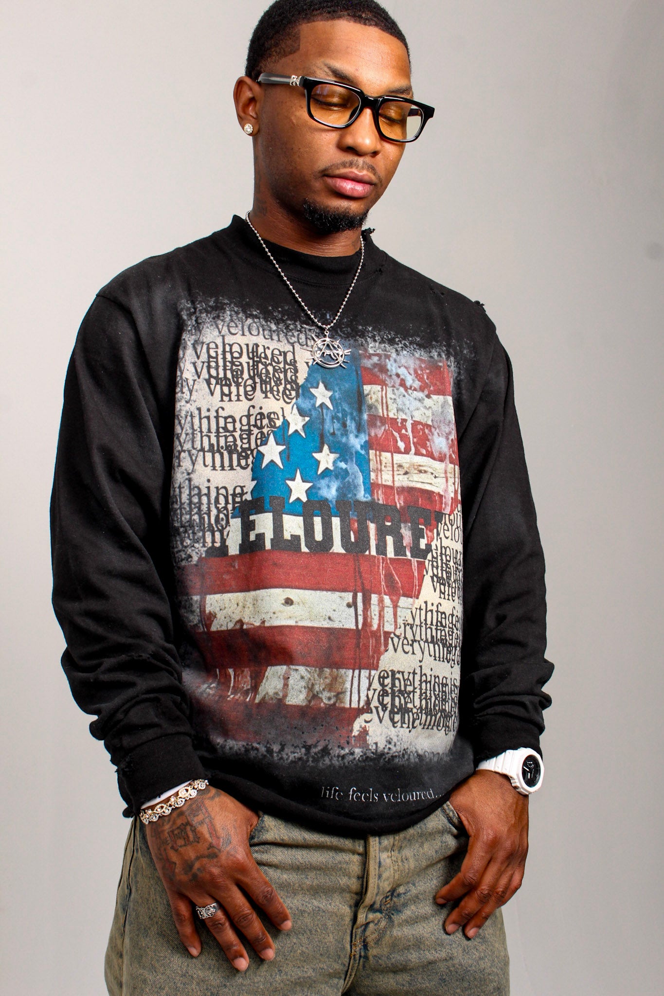 Black Veloured “Liberty” Longsleeve