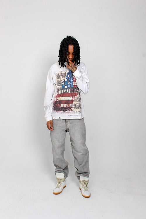 White Veloured “Liberty” Longsleeve