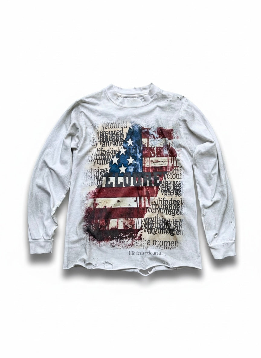White Veloured “Liberty” Longsleeve