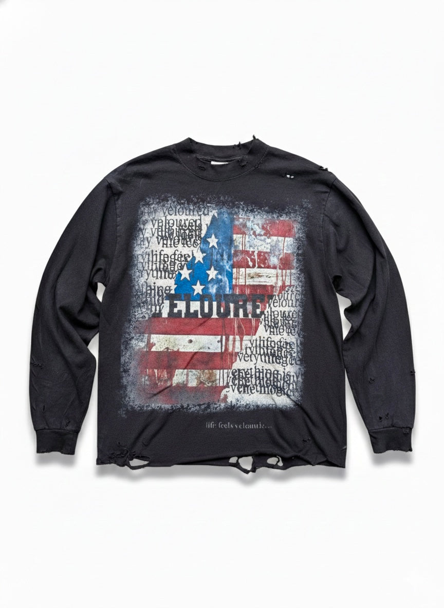 Black Veloured “Liberty” Longsleeve